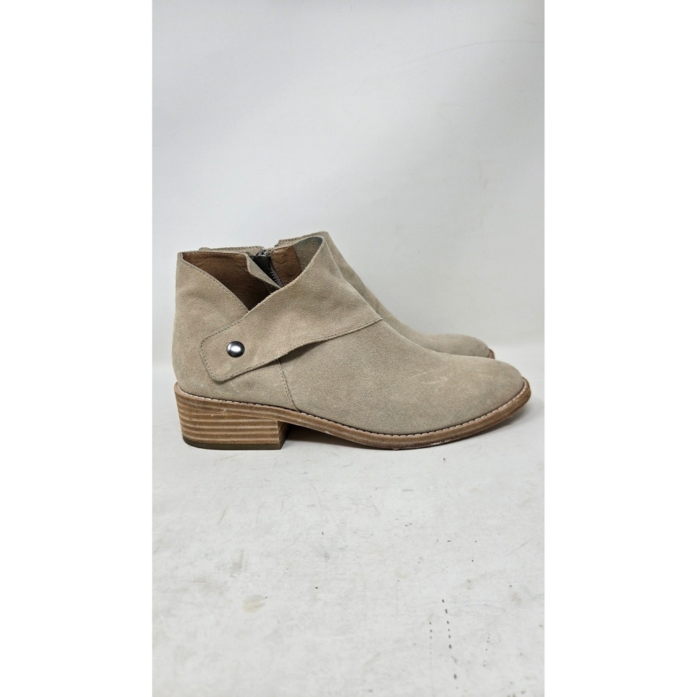 Eileen Fisher Womens Tan Suede Asymmetrical Wrap Ankle Boots Size 9 Block Heel